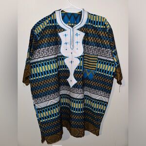 Blue and yellow Dashiki from Rwanda